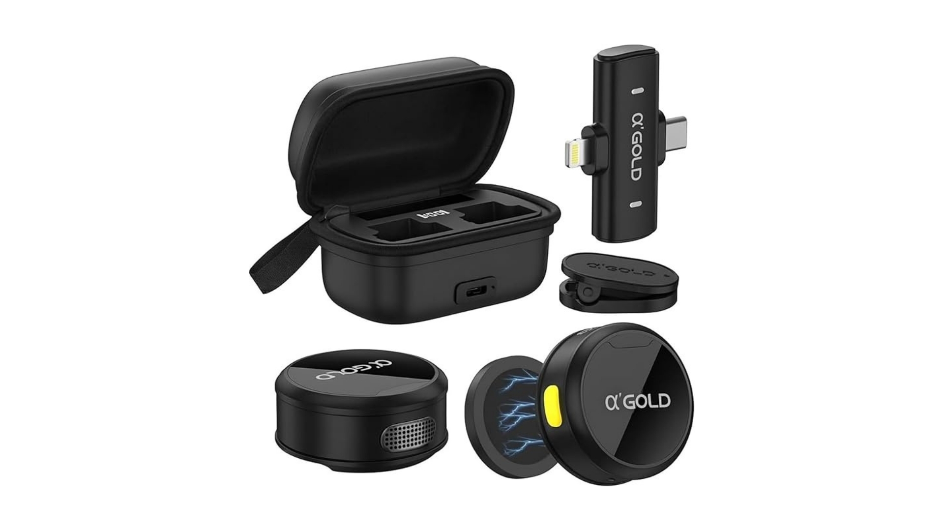 Microfone de Lapela Duplo Sem Fio α’GOLD Premium
